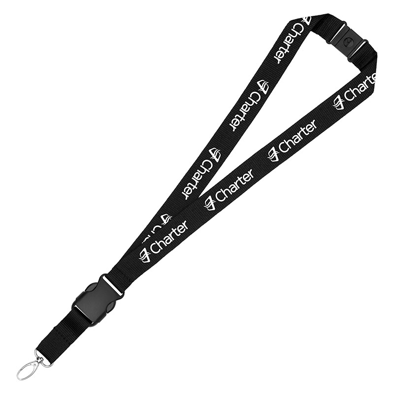 1" Eco Friendly rPET Lanyard w/Buckle and Safety Breakaway 1