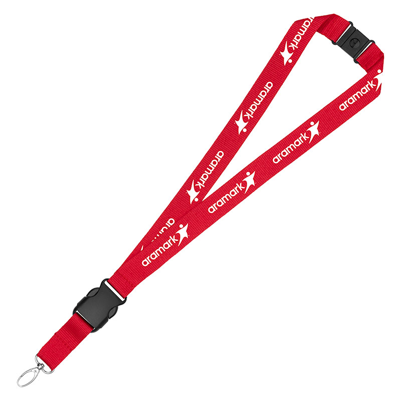 1" Eco Friendly rPET Lanyard w/Buckle and Safety Breakaway 1