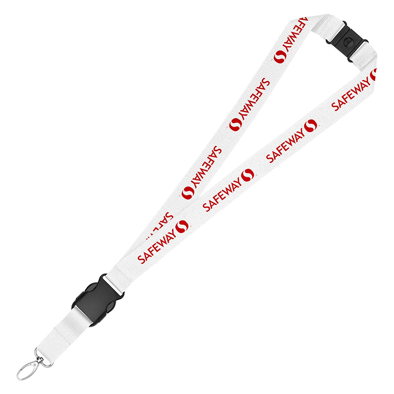 1" Eco Friendly rPET Lanyard w/Buckle and Safety Breakaway 1