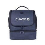 ChillMate Double Deck Lunch Bag w/Mesh Pockets (Factory Direct) 10-12 Weeks - Navy Front ChillMate Double Deck Lunch Bag w/Mesh Pockets (Factory Direct) 10-12 Weeks - Navy Front