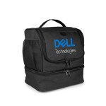 ChillMate Double Deck Lunch Bag w/Mesh Pockets (Factory Direct) 10-12 Weeks - Black Front Angle View ChillMate Double Deck Lunch Bag w/Mesh Pockets (Factory Direct) 10-12 Weeks - Black Front Angle View
