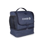 ChillMate Double Deck Lunch Bag w/Mesh Pockets (Factory Direct) 10-12 Weeks - Navy Front Angle View ChillMate Double Deck Lunch Bag w/Mesh Pockets (Factory Direct) 10-12 Weeks - Navy Front Angle View