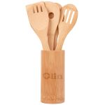 5-Piece Bamboo Kitchen Utensil Set - Tan Set in Container 5-Piece Bamboo Kitchen Utensil Set - Tan Set in Container