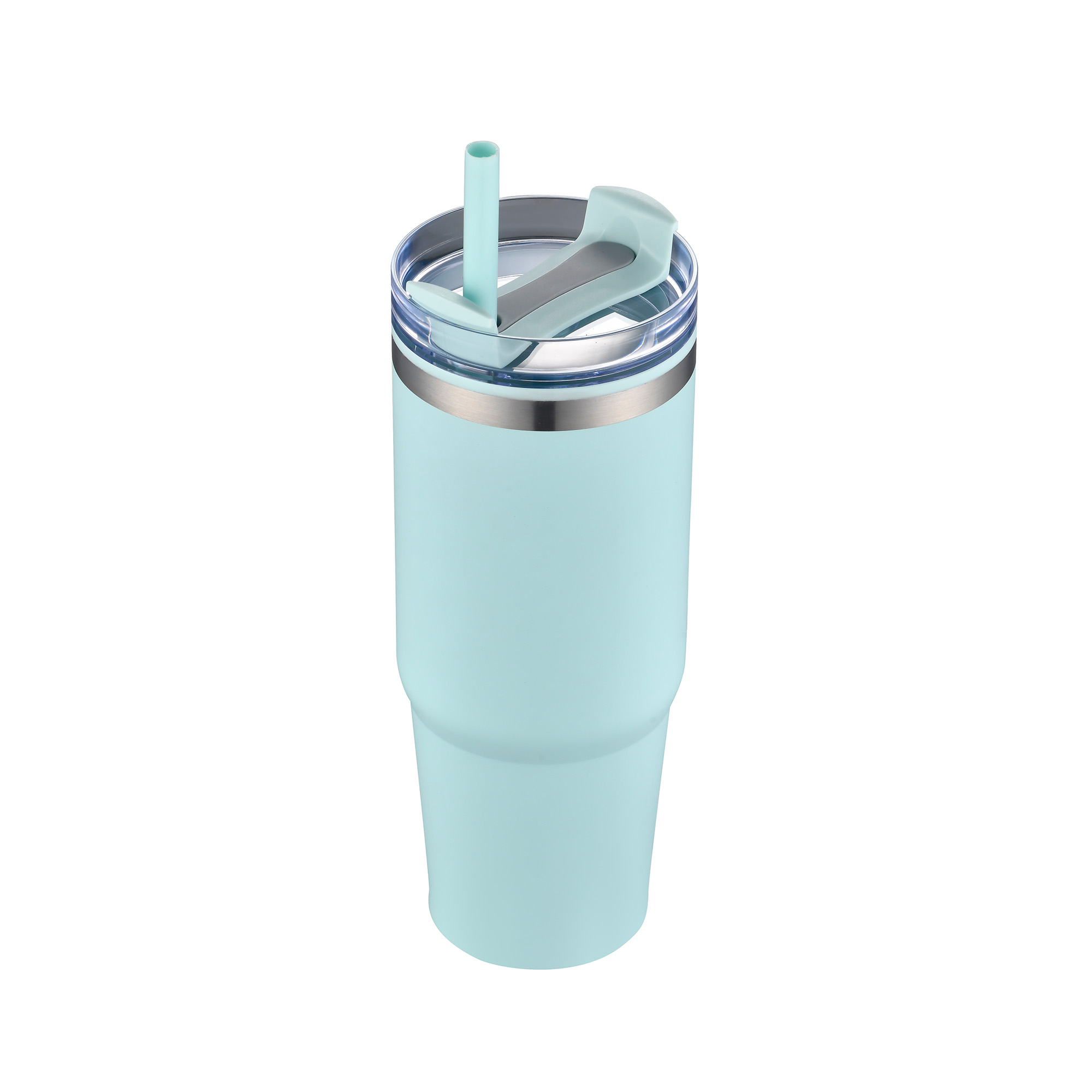 30 Oz. Dual Wall Stainless Steel Tumbler w/Clear Lid 1