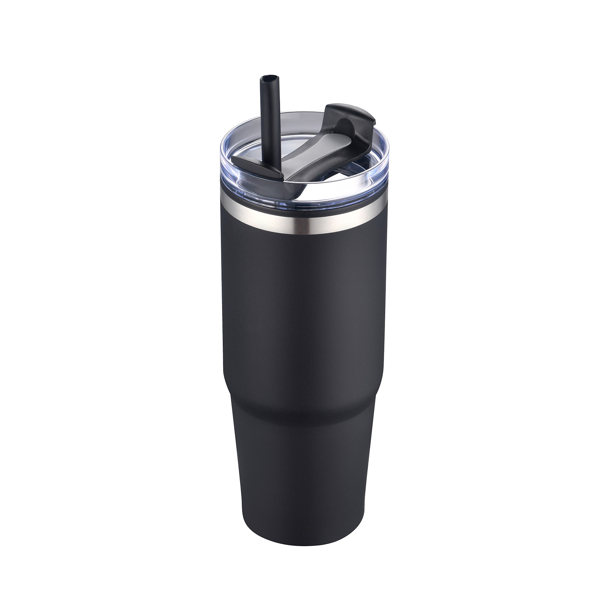 30 Oz. Dual Wall Stainless Steel Tumbler w/Clear Lid 1