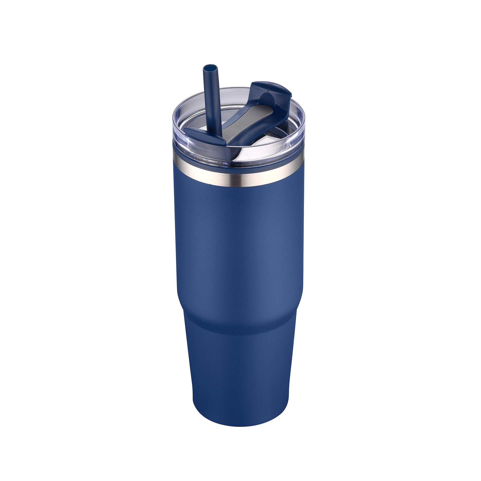 30 Oz. Dual Wall Stainless Steel Tumbler w/Clear Lid 1
