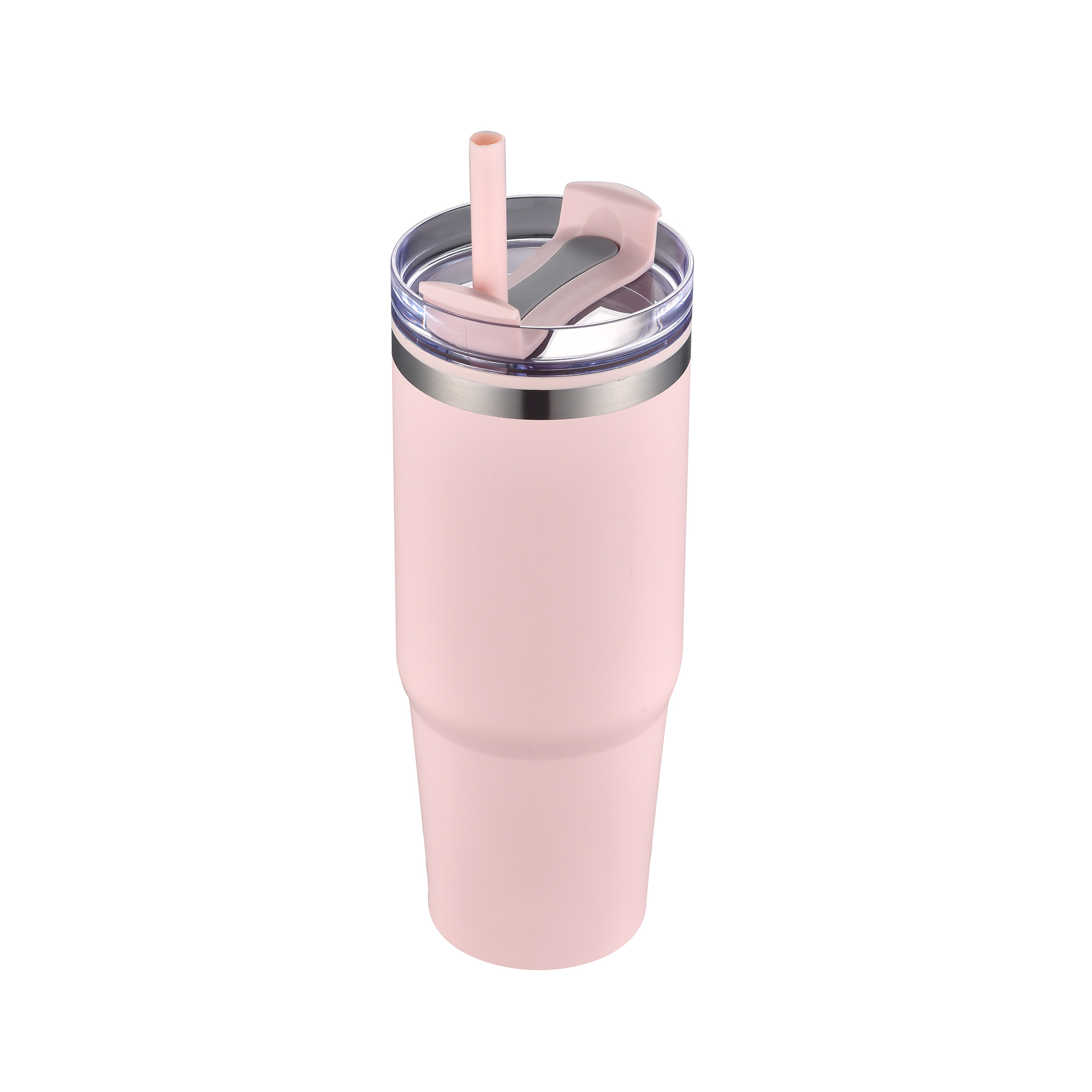 30 Oz. Dual Wall Stainless Steel Tumbler w/Clear Lid 1