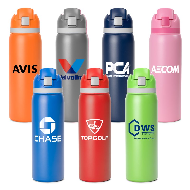 Two-Toned 27oz. Stainless Steel Pop Straw Bottle 1 Two-Toned 27oz. Stainless Steel Pop Straw Bottle 1