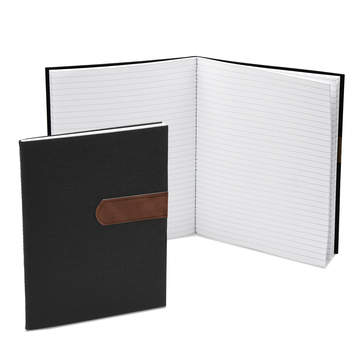 7" x 9" Black Felt Commuter Stitched Journal 1