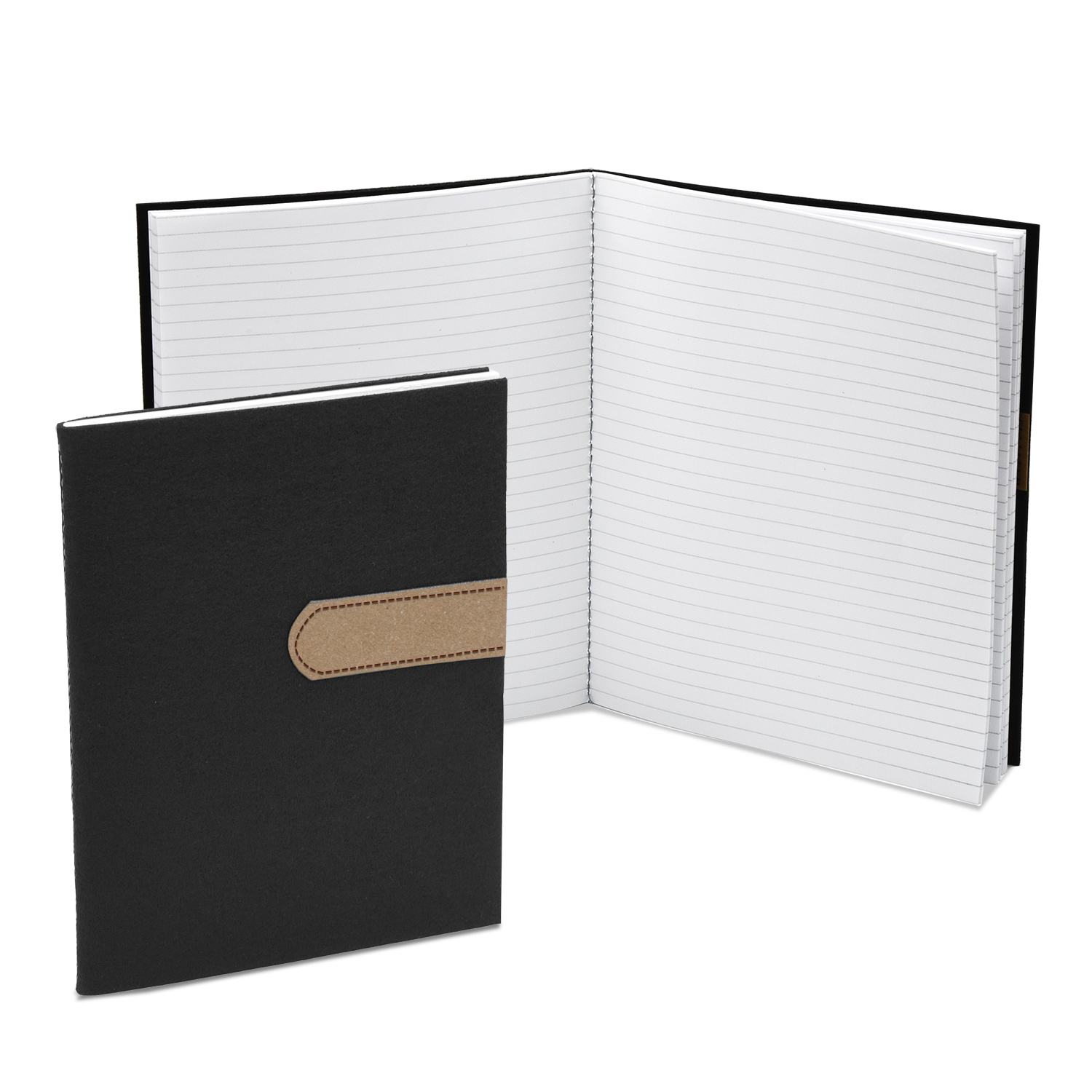 7" x 9" Black Felt Commuter Stitched Journal 1