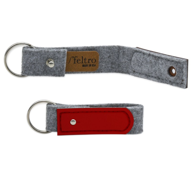Gray Felt Key Ring with Leather 1 Gray Felt Key Ring with Leather 1