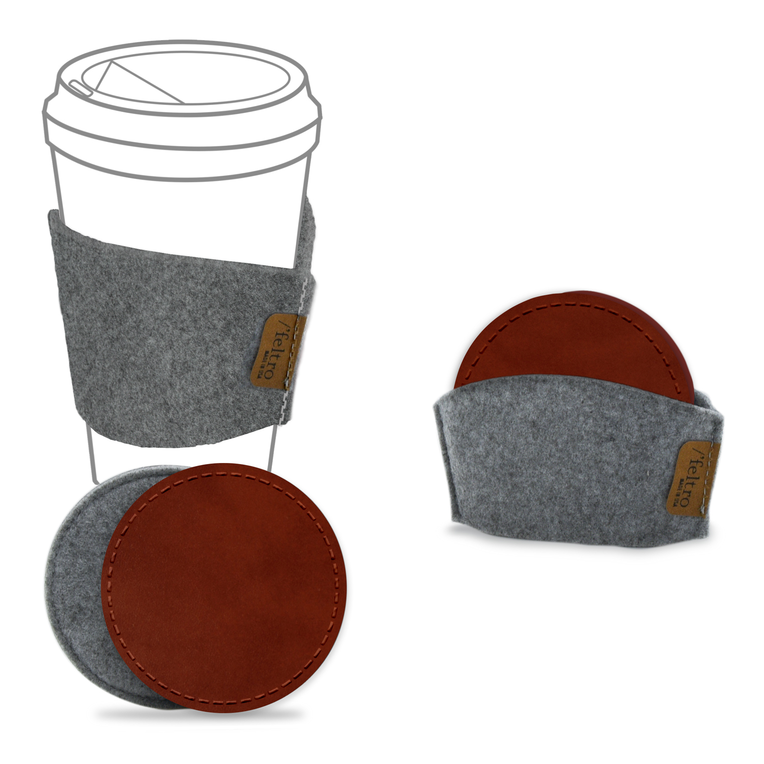 Upcycled Gray FELTRO COASTER SET 1