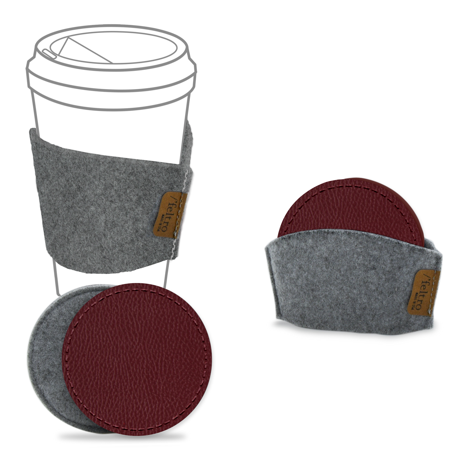 Upcycled Gray FELTRO COASTER SET 1