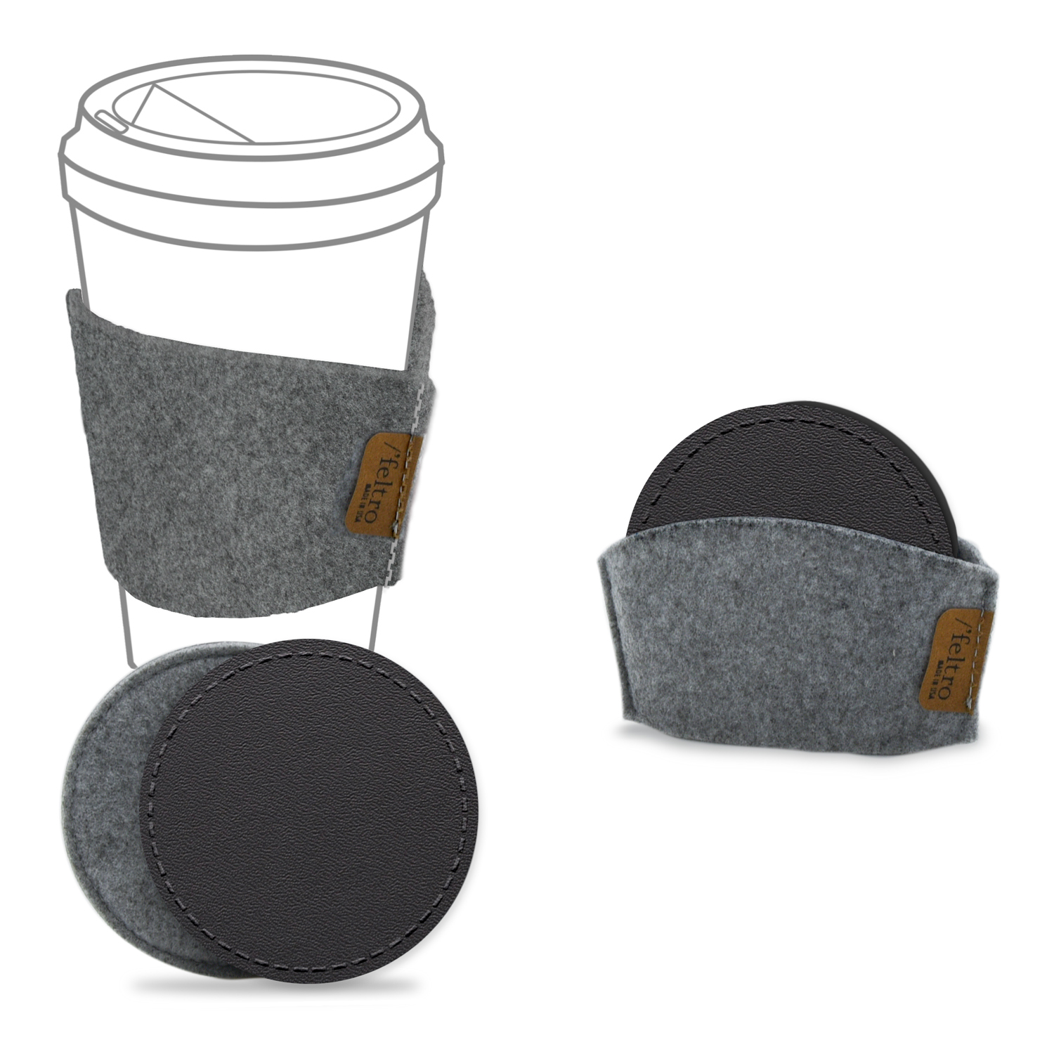 Upcycled Gray FELTRO COASTER SET 1