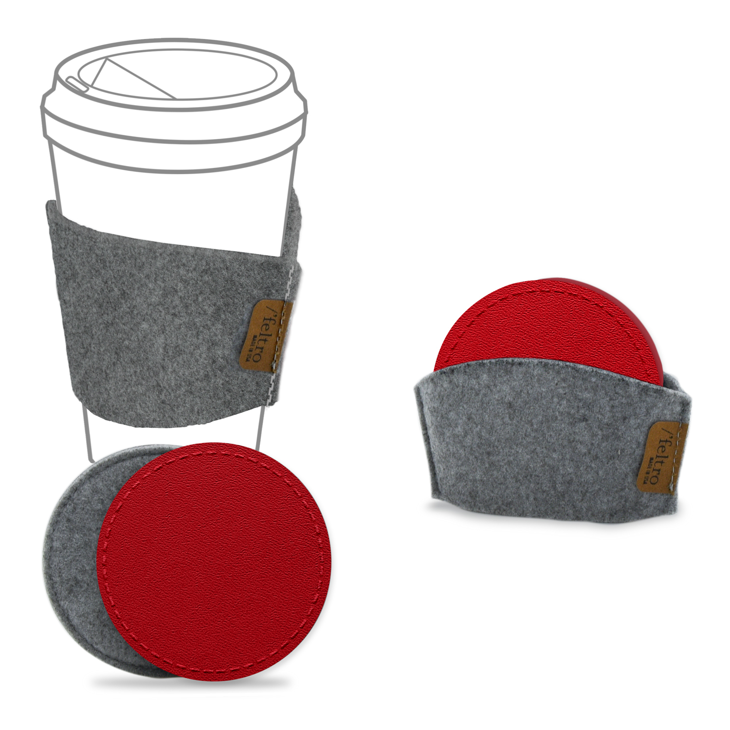 Upcycled Gray FELTRO COASTER SET 1