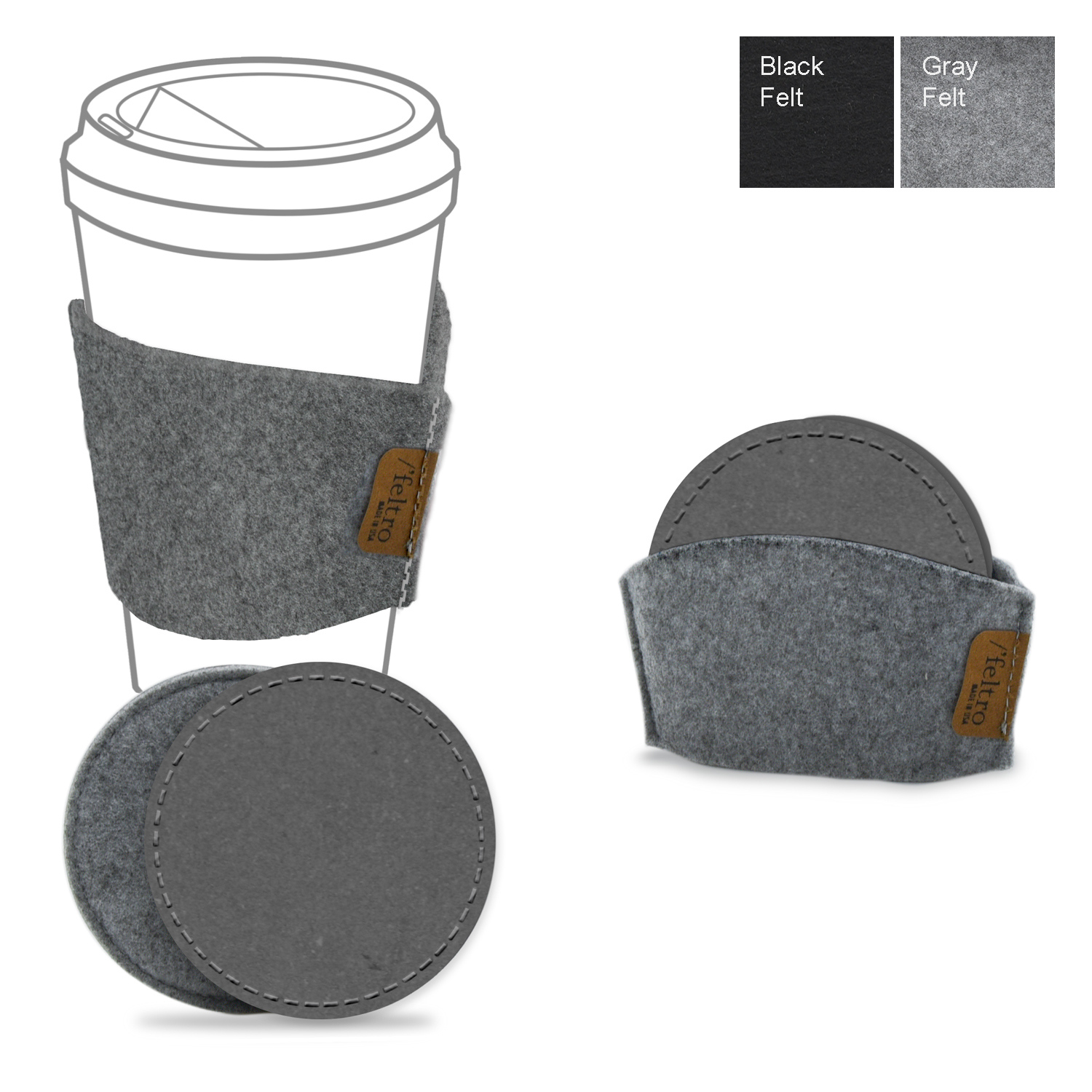 Upcycled Gray FELTRO COASTER SET 1