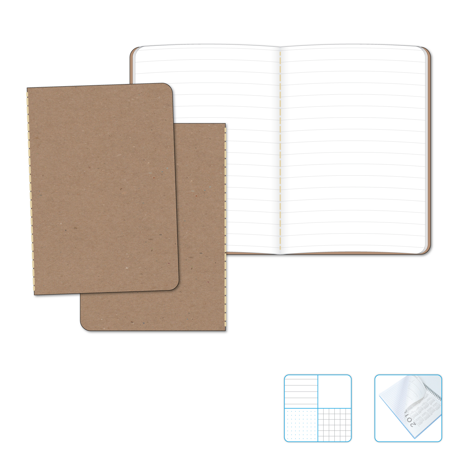 3.5" x 5" Classic Commuter Stitched Journal 1