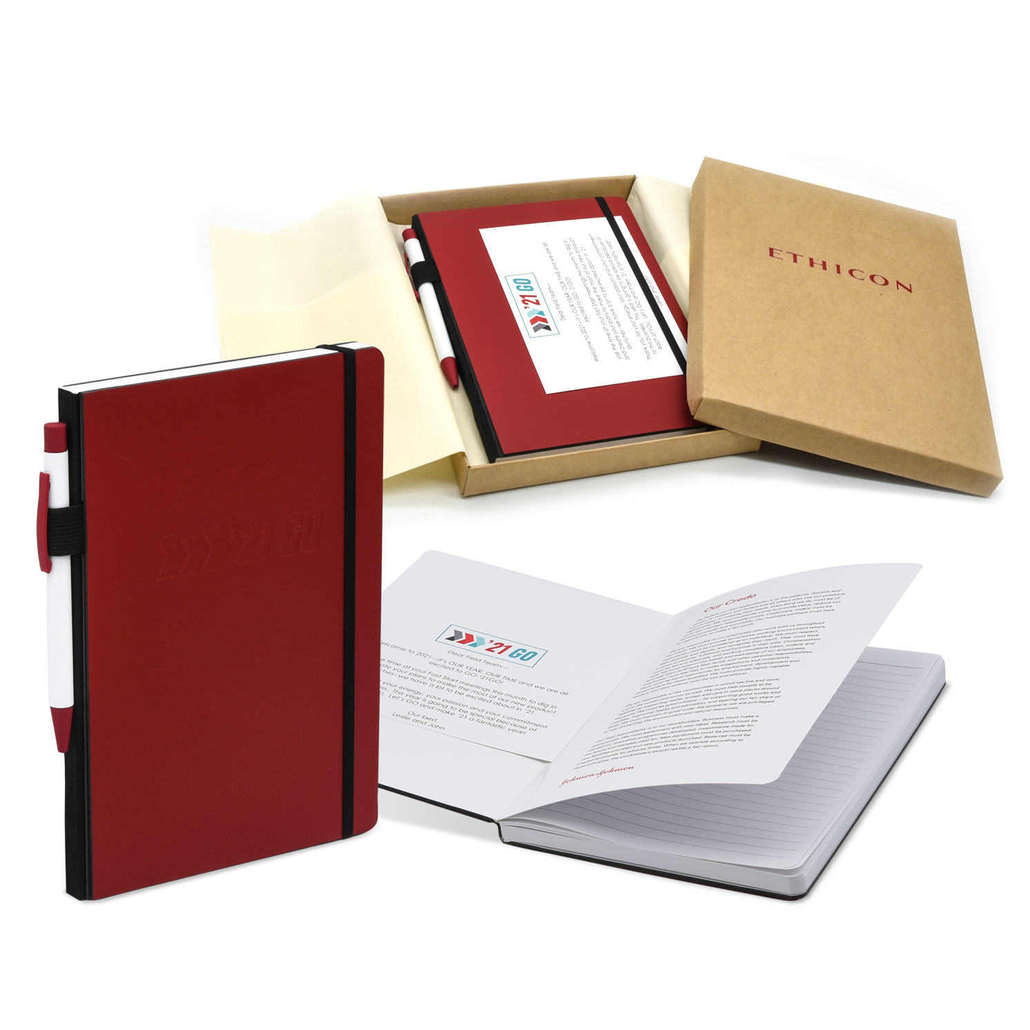 Contempo Bookbound Leather Cover Journal with Matching Color Flat Elastic Closure 1