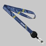 5/8" Full Color custom lanyard printed with company logo with Black Badge Reel attachment 0.625" 1 5/8" Full Color custom lanyard printed with company logo with Black Badge Reel attachment 0.625" 1