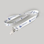 1/2" White custom lanyard printed with company logo with Bulldog Clip attachment 0.50" 1 1/2" White custom lanyard printed with company logo with Bulldog Clip attachment 0.50" 1