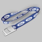 1" Blue custom lanyard printed with company logo with Bottle Opener attachment 1" 1 1" Blue custom lanyard printed with company logo with Bottle Opener attachment 1" 1