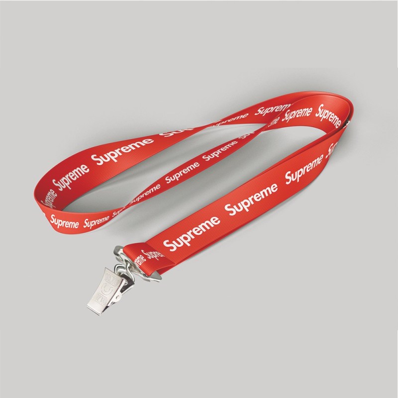 5/8" Red custom lanyard printed with company logo with Bulldog Clip attachment 0.625" 1 5/8" Red custom lanyard printed with company logo with Bulldog Clip attachment 0.625" 1
