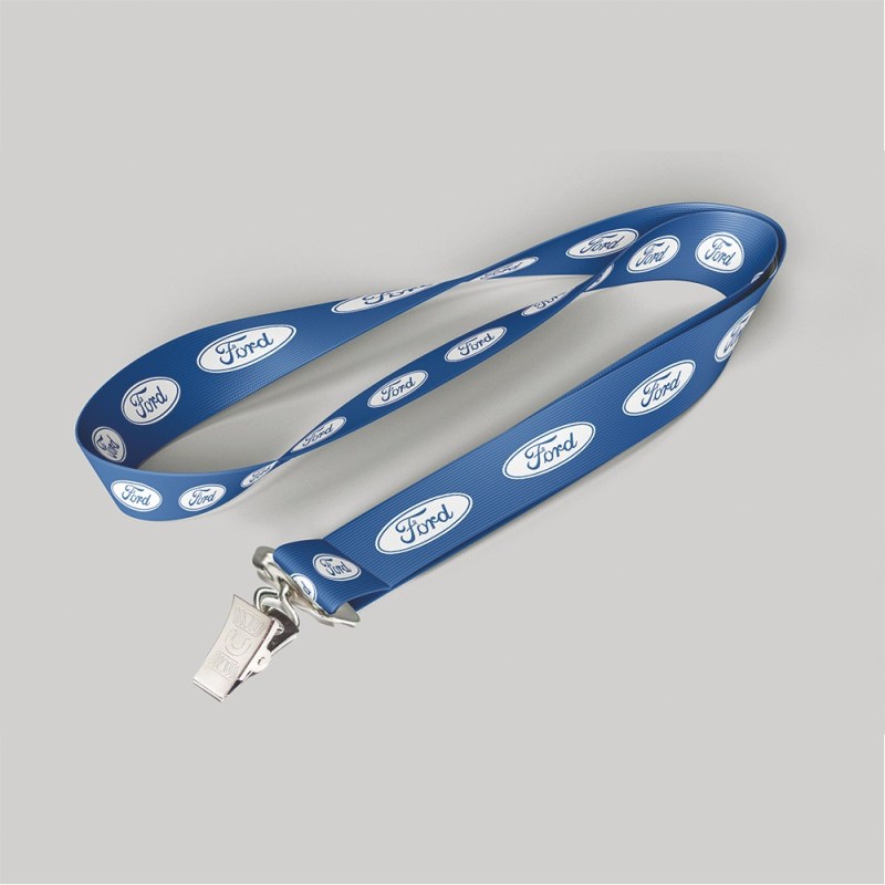 1/2" Blue custom lanyard printed with company logo with Bulldog Clip attachment 0.50" 1 1/2" Blue custom lanyard printed with company logo with Bulldog Clip attachment 0.50" 1