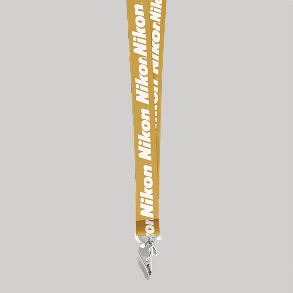 1/2" Dark Yellow custom lanyard printed with company logo with Bulldog Clip attachment 0.50" 1