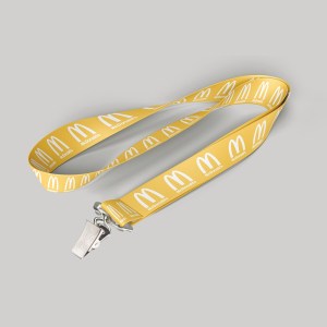 1" Yellow custom lanyard printed with company logo with Bulldog Clip attachment 1" 1 1" Yellow custom lanyard printed with company logo with Bulldog Clip attachment 1" 1
