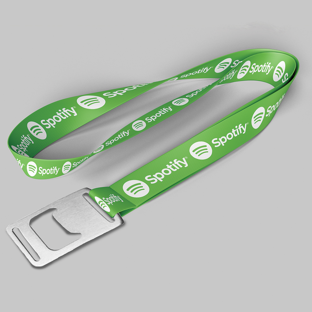 1/2" Forest Green custom lanyard printed with company logo with Bottle Opener attachment 0.50" 1