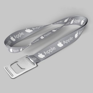 1" Gray custom lanyard printed with company logo with Bottle Opener attachment 1" 1 1" Gray custom lanyard printed with company logo with Bottle Opener attachment 1" 1