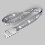1" Gray custom lanyard printed with company logo with Bottle Opener attachment 1" 1 1" Gray custom lanyard printed with company logo with Bottle Opener attachment 1" 1