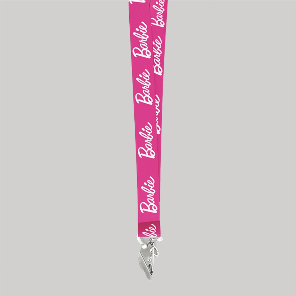 1/2" Pink custom lanyard printed with company logo with Bulldog Clip attachment 0.50" 1