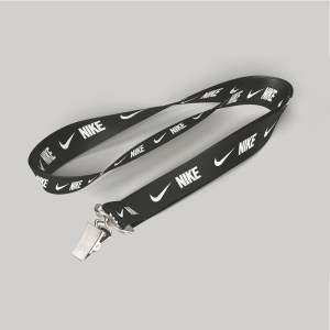 1" Black custom lanyard printed with company logo with Bulldog Clip attachment 1" 1 1" Black custom lanyard printed with company logo with Bulldog Clip attachment 1" 1