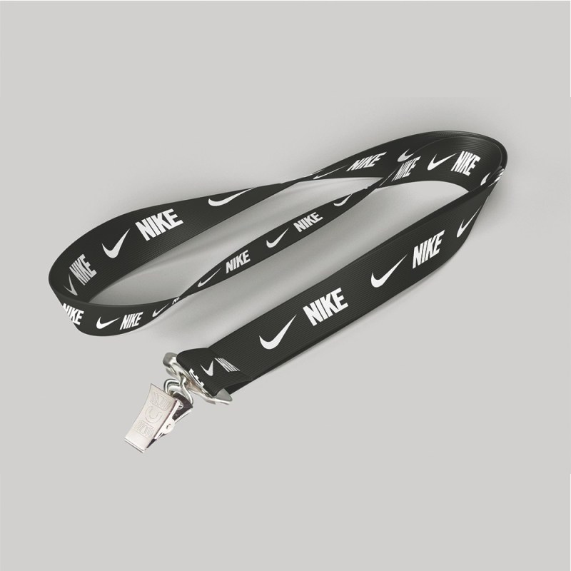 5/8" Black custom lanyard printed with company logo with Bulldog Clip attachment 0.625" 1 5/8" Black custom lanyard printed with company logo with Bulldog Clip attachment 0.625" 1