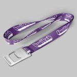 1" Purple custom lanyard printed with company logo with Bottle Opener attachment 1" 1 1" Purple custom lanyard printed with company logo with Bottle Opener attachment 1" 1