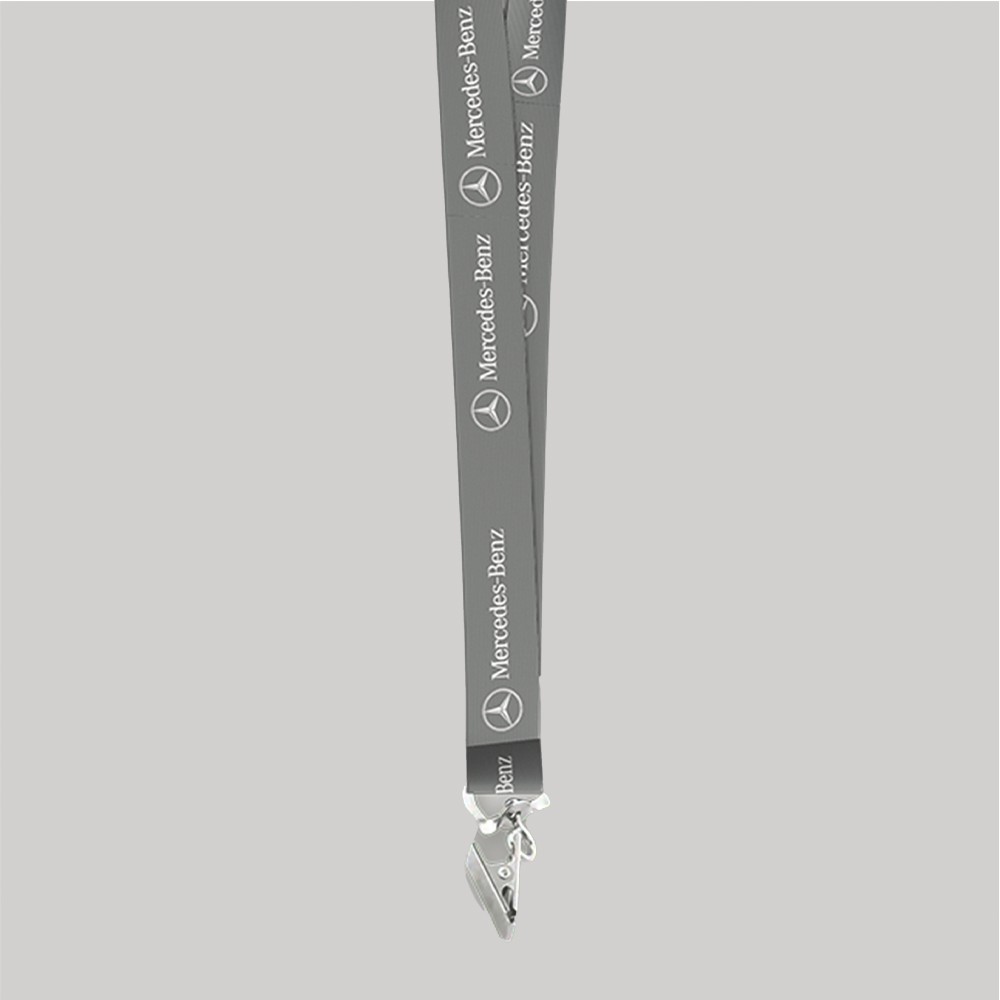 1/2" Charcoal custom lanyard printed with company logo with Bulldog Clip attachment 0.50" 1