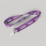 1/2" Purple custom lanyard printed with company logo with Bulldog Clip attachment 0.50" 1 1/2" Purple custom lanyard printed with company logo with Bulldog Clip attachment 0.50" 1