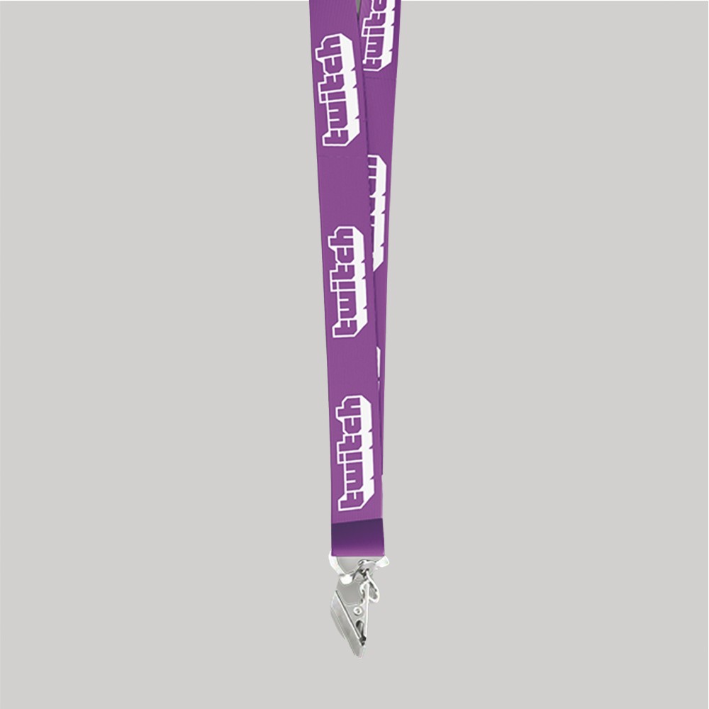 1/2" Purple custom lanyard printed with company logo with Bulldog Clip attachment 0.50" 1