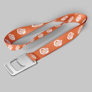 1"Light Orange custom lanyard printed with company logo with Bottle Opener attachment 1" 1 1"Light Orange custom lanyard printed with company logo with Bottle Opener attachment 1" 1