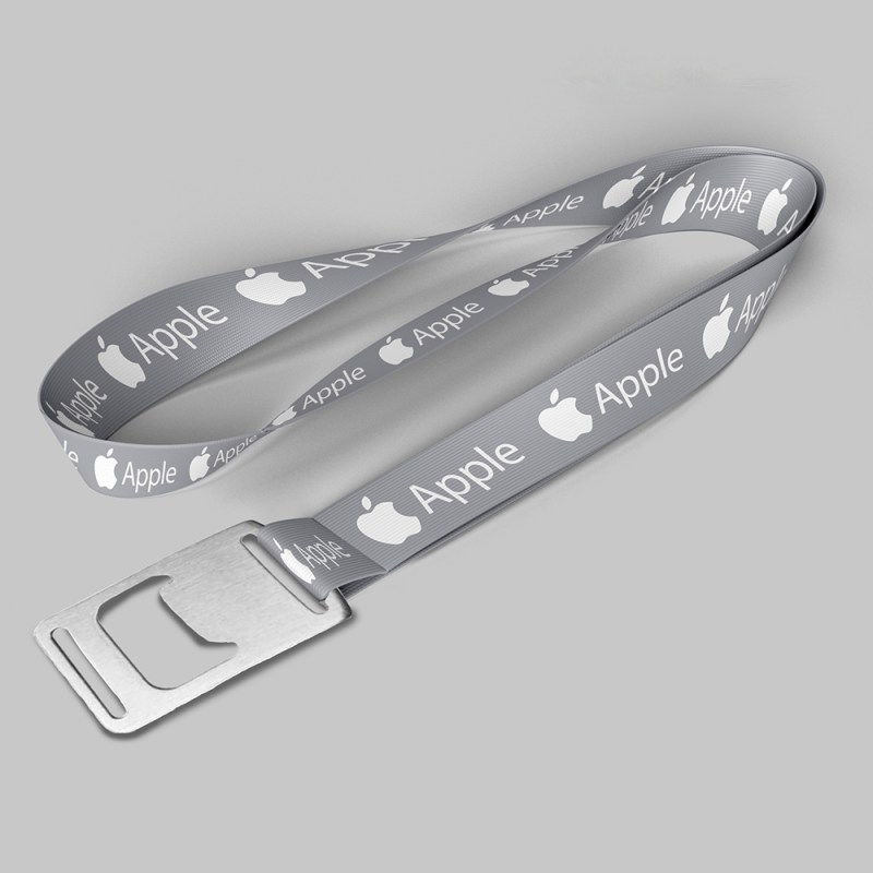 1/2" Gray custom lanyard printed with company logo with Bottle Opener attachment 0.50" 1 1/2" Gray custom lanyard printed with company logo with Bottle Opener attachment 0.50" 1