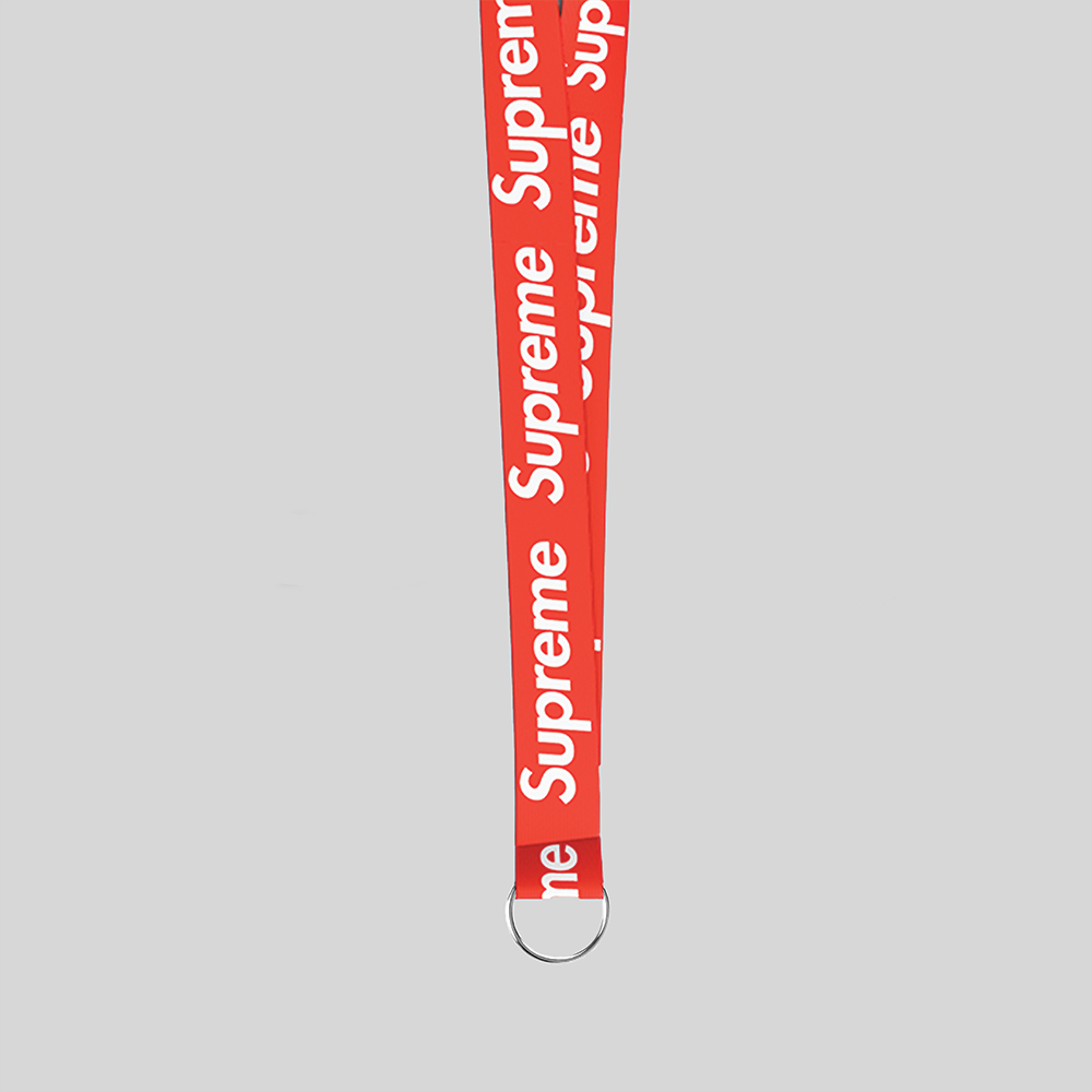 5/8" Red custom lanyard printed with company logo with Key Ring Hook attachment 0.625" 1