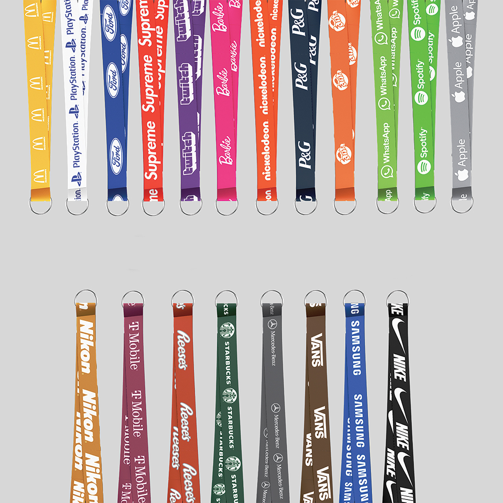 5/8" Red custom lanyard printed with company logo with Key Ring Hook attachment 0.625" 1