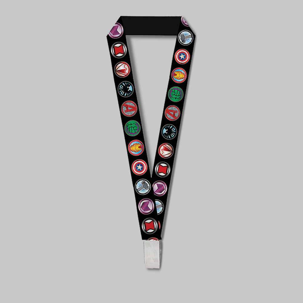 5/8" Full Color custom lanyard printed with company logo with Bulldog Clip attachment 0.625" 1