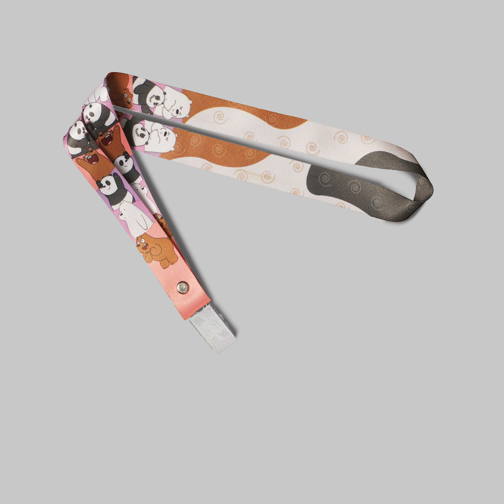 5/8" Full Color custom lanyard printed with company logo with Bulldog Clip attachment 0.625" 1