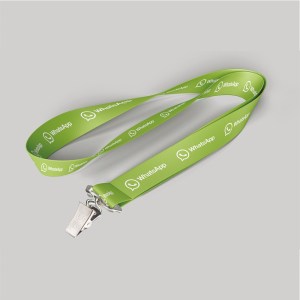 5/8" Lime Green custom lanyard printed with company logo with Bulldog Clip attachment 0.625" 1 5/8" Lime Green custom lanyard printed with company logo with Bulldog Clip attachment 0.625" 1