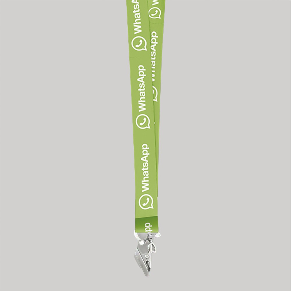 5/8" Lime Green custom lanyard printed with company logo with Bulldog Clip attachment 0.625" 1