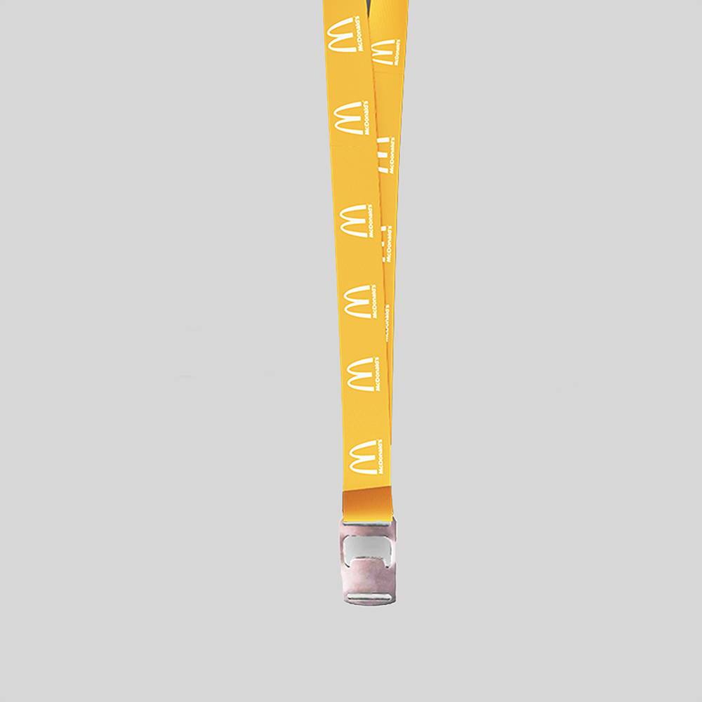 1" Yellow custom lanyard printed with company logo with Bottle Opener attachment 1" 1
