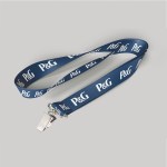 1" Navy Blue custom lanyard printed with company logo with Bulldog Clip attachment 1" 1 1" Navy Blue custom lanyard printed with company logo with Bulldog Clip attachment 1" 1