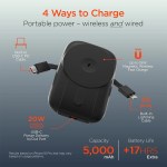 Hypergear 5,000mAh Mag Grip Go Wireless Power Bank with Built-In Cables - Black Hypergear 5,000mAh Mag Grip Go Wireless Power Bank with Built-In Cables - Black